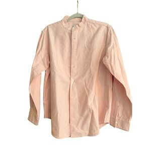 Steven Alan Pink Band Collar Bib Front Tuxedo Oxford Shirt Womens Medium USA